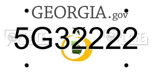 5G32222 Georgia License Plate