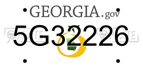 5G32226 Georgia License Plate