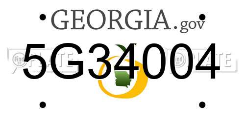 5G34004 Georgia License Plate