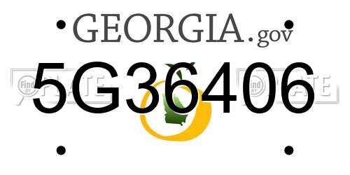 5G36406 Georgia License Plate