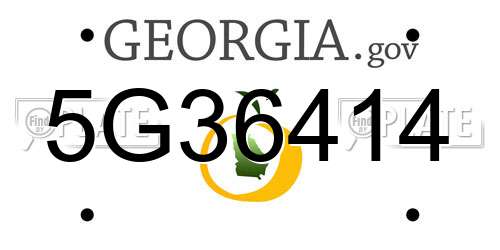 5G36414 Georgia License Plate