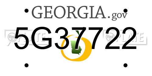 5G37722 Georgia License Plate