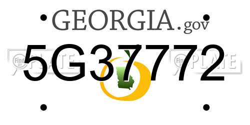 5G37772 Georgia License Plate