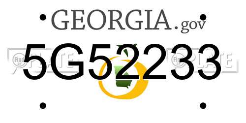 5G52233 Georgia License Plate