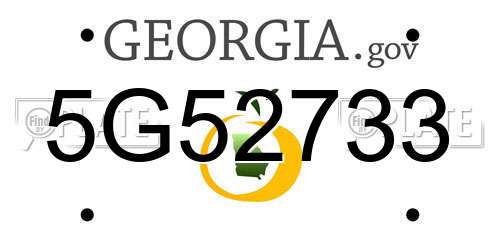 5G52733 Georgia License Plate