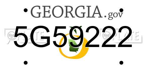 5G59222 Georgia License Plate