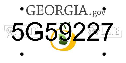 5G59227 Georgia License Plate