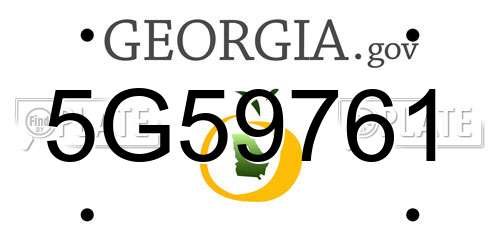 5G59761 Georgia License Plate