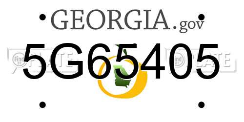 5G65405 Georgia License Plate
