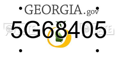 5G68405 Georgia License Plate