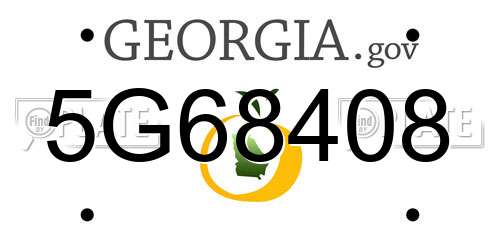 5G68408 Georgia License Plate