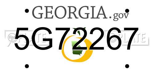 5G72267 Georgia License Plate