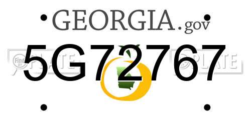 5G72767 Georgia License Plate