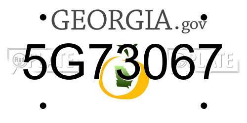 5G73067 Georgia License Plate