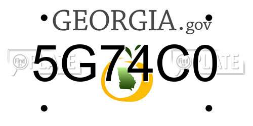 5G74C0 Georgia License Plate
