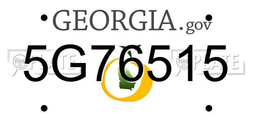 5G76515 Georgia License Plate
