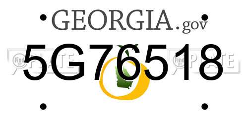 5G76518 Georgia License Plate