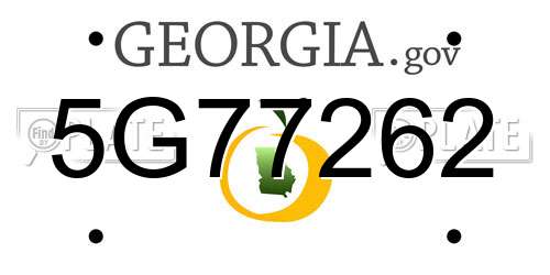 5G77262 Georgia License Plate