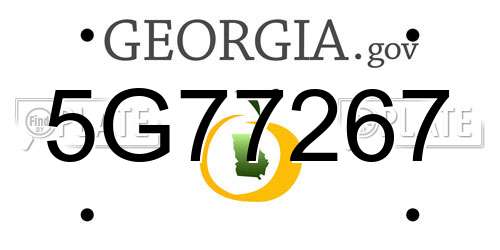 5G77267 Georgia License Plate