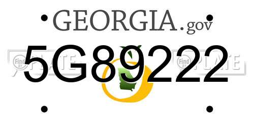 5G89222 Georgia License Plate