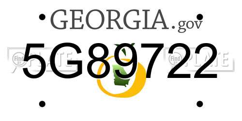 5G89722 Georgia License Plate