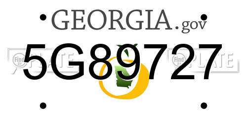 5G89727 Georgia License Plate