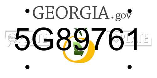 5G89761 Georgia License Plate