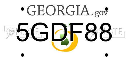 5GDF88 Georgia License Plate