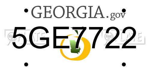 5GE7722 Georgia License Plate