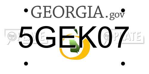 5GEK07 Georgia License Plate