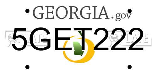 5GET222 Georgia License Plate