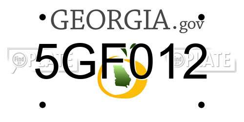 5GF012 Georgia License Plate