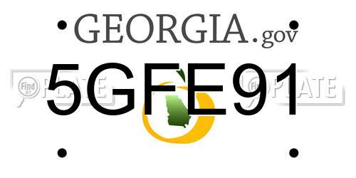 5GFE91 Georgia License Plate