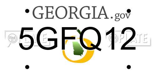 5GFQ12 Georgia License Plate