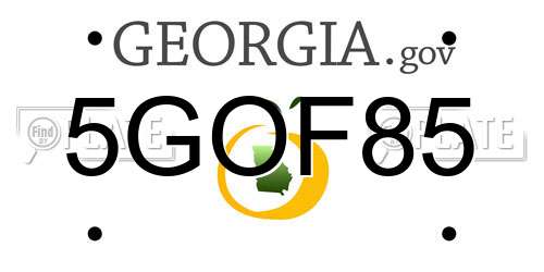 5GOF85 Georgia License Plate