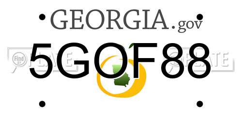 5GOF88 Georgia License Plate