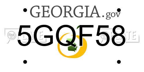 5GQF58 Georgia License Plate