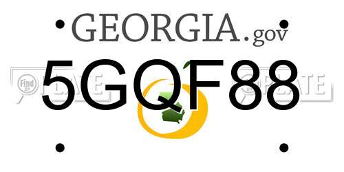 5GQF88 Georgia License Plate