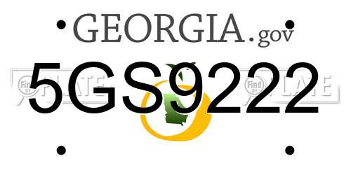 5GS9222 Georgia License Plate
