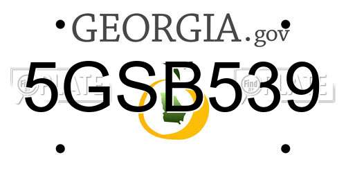 5GSB539 Georgia License Plate