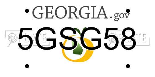 5GSG58 Georgia License Plate