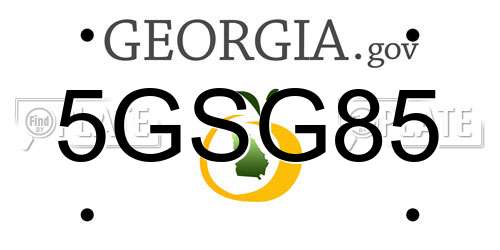 5GSG85 Georgia License Plate