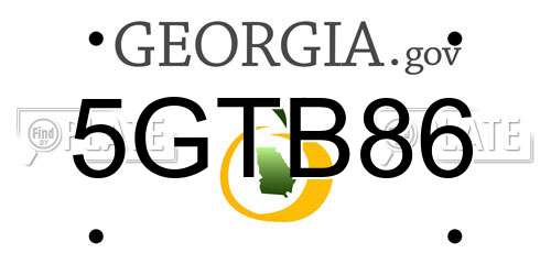 5GTB86 Georgia License Plate
