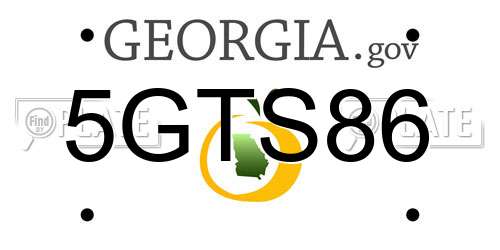 5GTS86 Georgia License Plate