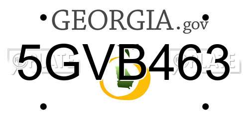 5GVB463 Georgia License Plate