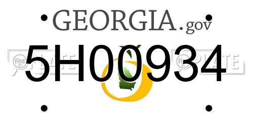 5H00934 Georgia License Plate