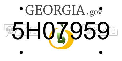 5H07959 Georgia License Plate