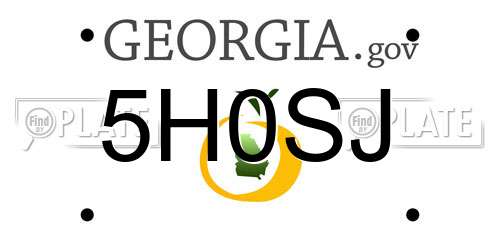 5H0SJ Georgia License Plate