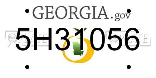 5H31056 Georgia License Plate