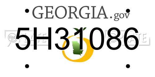 5H31086 Georgia License Plate